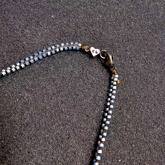 NWOT Chan Luu Pyrite & Moonstone Woven Necklace w Sterling Clasp, 16 in - Picture 5 of 6